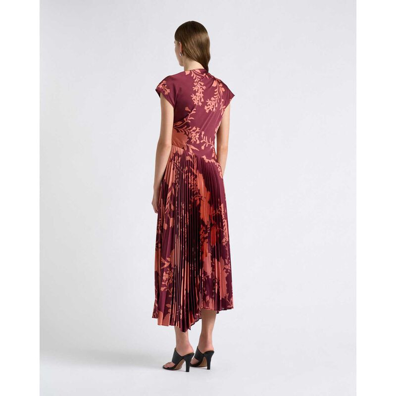 Cue Pink Shadow Floral Pleated Midi Dress image number 1